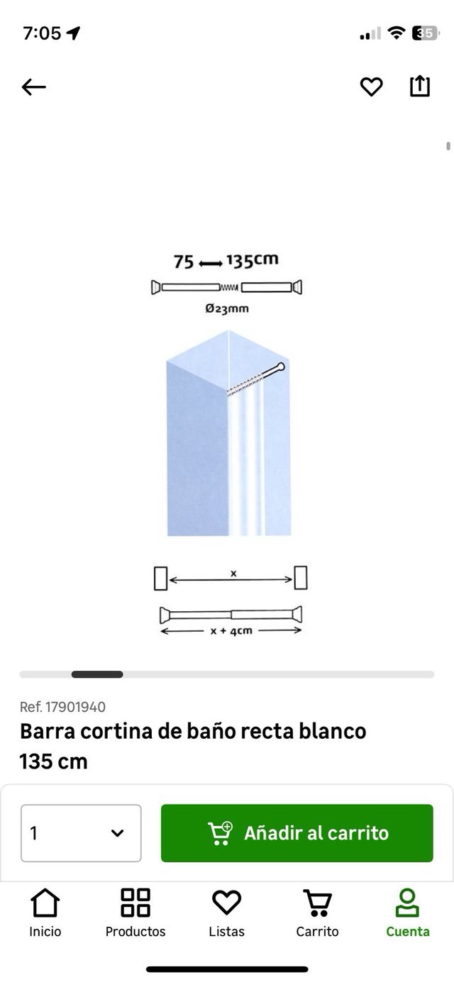 Barra de duchs extensible blanca