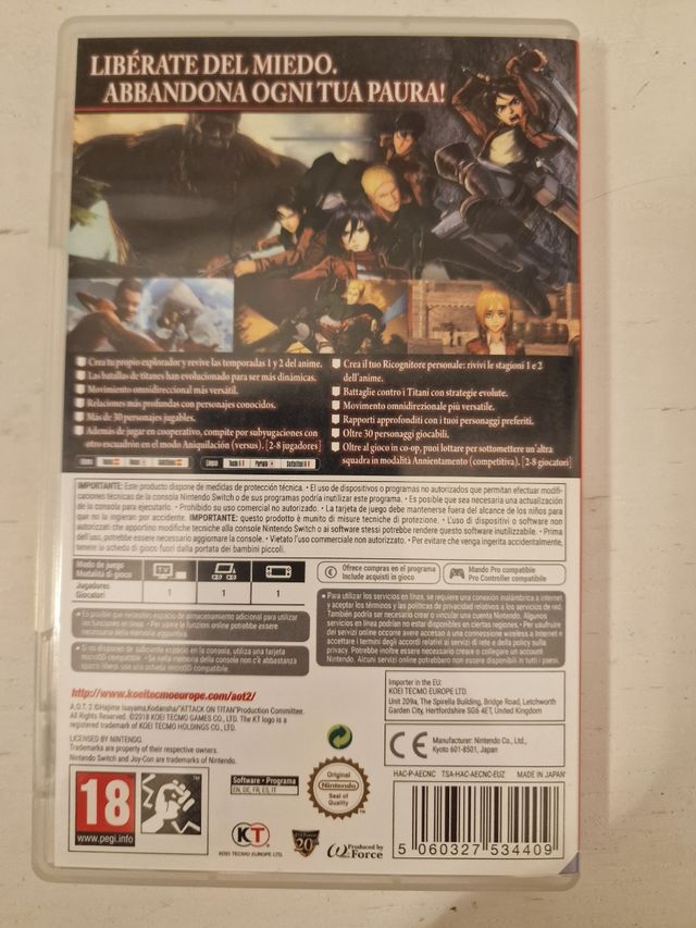 Ataque a los titanes 2 switch