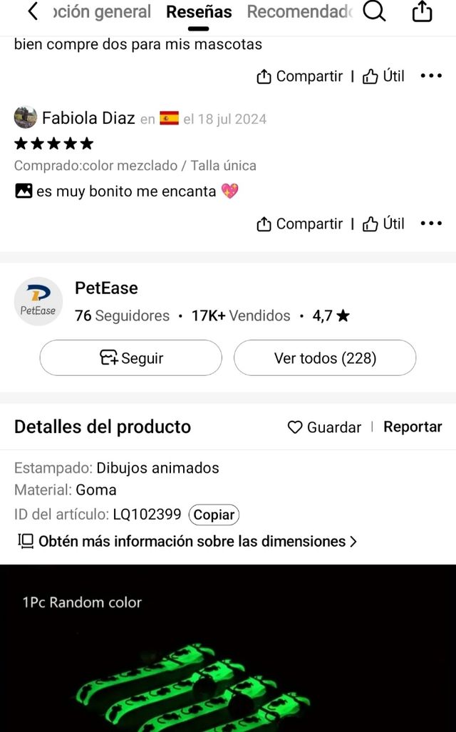 Collar luminoso para mascotas