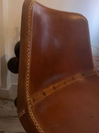 Silla de Piel Vintage balancin mecedora.