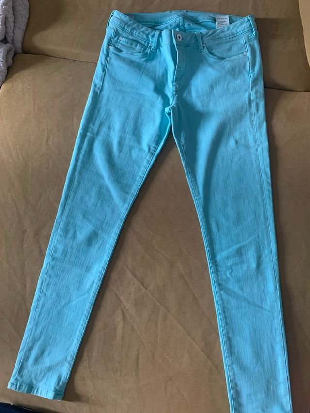Pantalones skinny azul turquesa