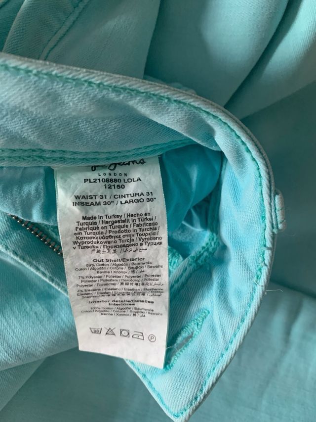 Pantalones skinny azul turquesa