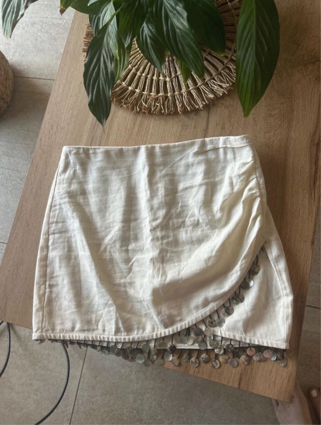 gonna da donna incrociata con perline al fondo