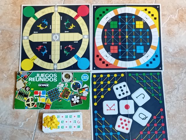 Fichas, cartas, tableros de juegos