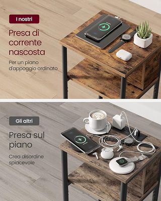 Tavolini con Multipresa, Comodini con 2 Prese AC e