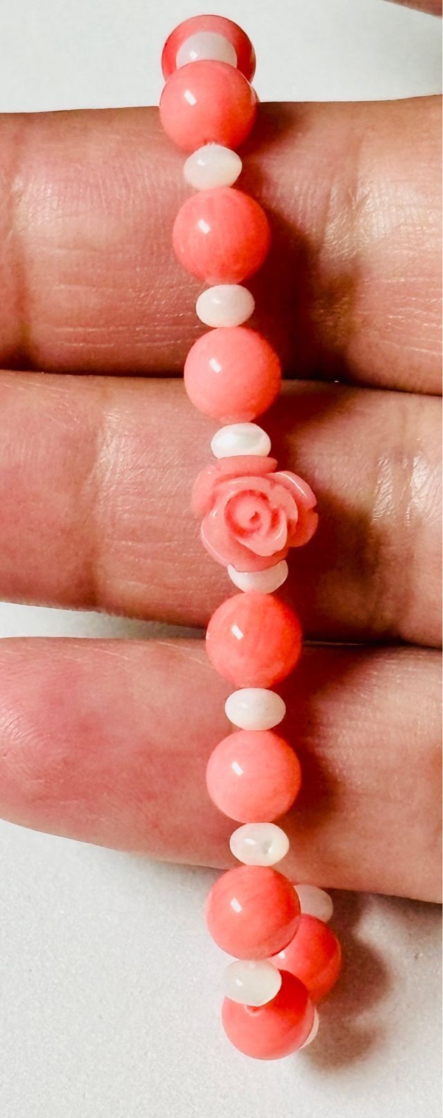 Pulsera de nacar, coral rosa y plata de ley 925