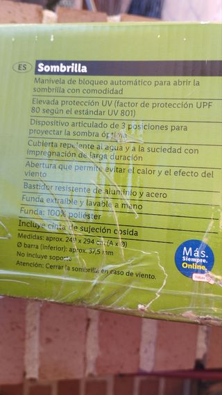 Sombrilla/parasol 3 m con pie incluido