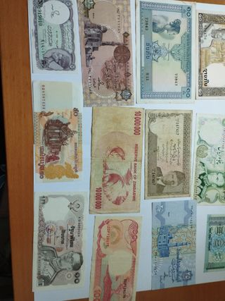 Colección 12 billetes asiáticos y africanos