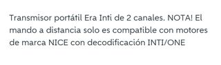 MandoNICE EraInti Transmisión 2 canales