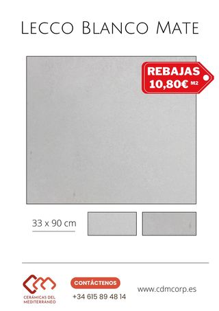 Revestimiento Blanco Mate - 33,3 x 90 cm