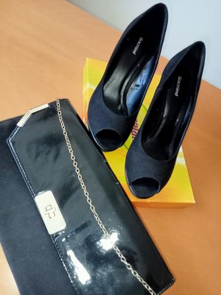 👠Decolte n.39 più pochette nere in camoscio 