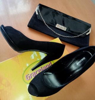 👠Decolte n.39 più pochette nere in camoscio 