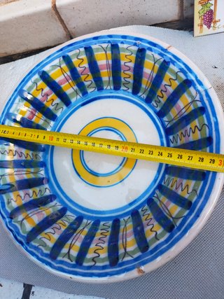 Jofaina Manises muy antigua pintada a mano 30 cm