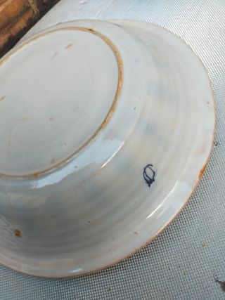 Jofaina Manises muy antigua pintada a mano 30 cm