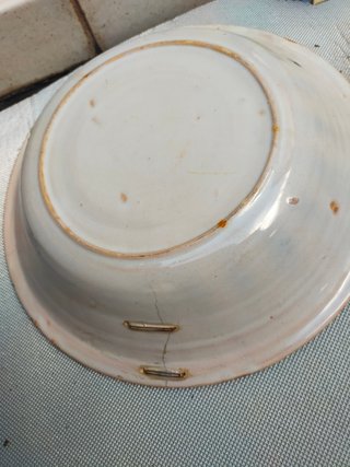 Jofaina Manises muy antigua pintada a mano 30 cm