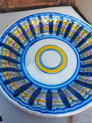 Jofaina Manises muy antigua pintada a mano 30 cm