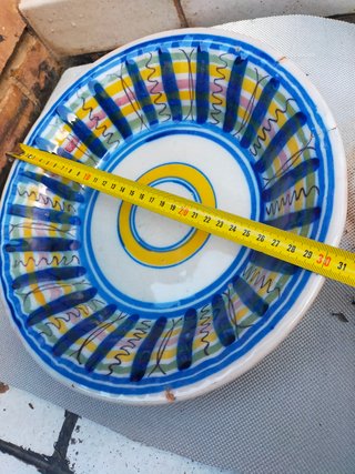 Jofaina Manises muy antigua pintada a mano 30 cm