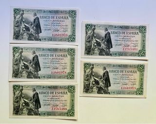 Lote x5 Billetes 5 Pesetas 1945 EBC/SC- 