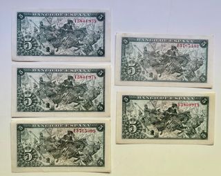 Lote x5 Billetes 5 Pesetas 1945 EBC/SC- 