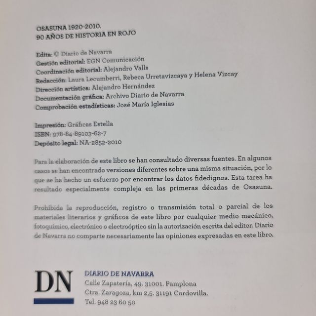 Osasuna 1920-2010 90 años historia rojo
