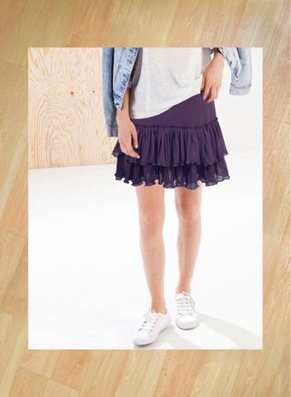 Falda volantes morada de Mango - talla M