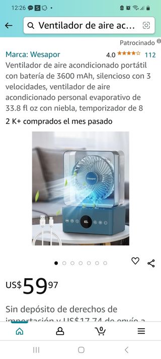 Ventilador portátil usb y nebulizador