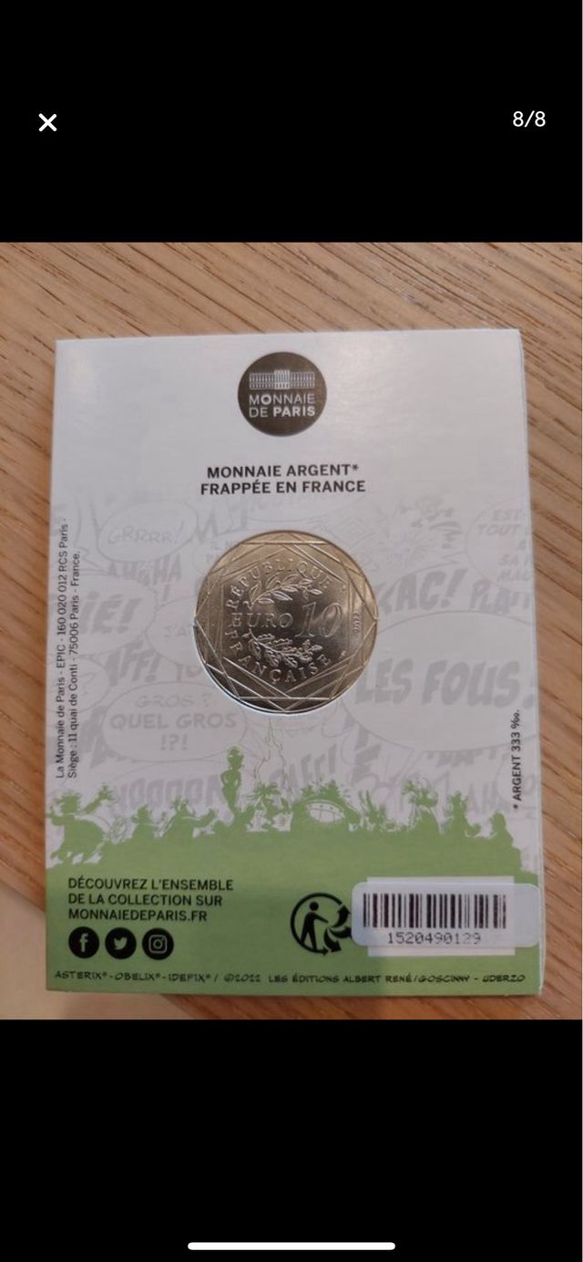 10 Euro Francia 2022 asterix sensibilitè Proof