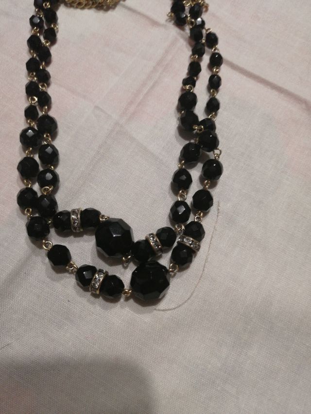 Collar piedra negro y dorado