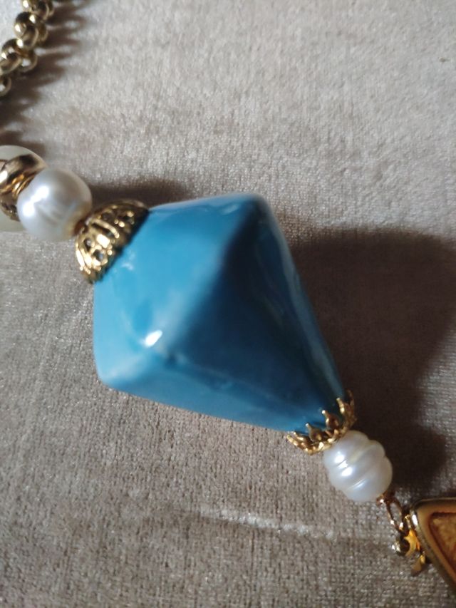 Collana vintage ottone e turchese..