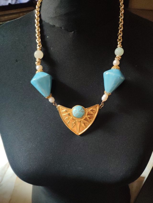 Collana vintage ottone e turchese..