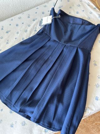 Vestido corto palabra de honor azul marino