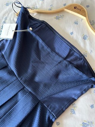 Vestido corto palabra de honor azul marino