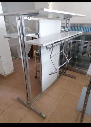 Mueble expositor acero y madera