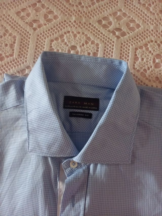 Camicia celeste e bianca 100 % cotone