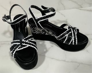 Sandalias Cuña Pons Quintana Blanco-Negro