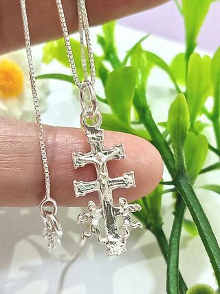 Colgante Cruz Caravaca Con Cadena De Plata De Ley
