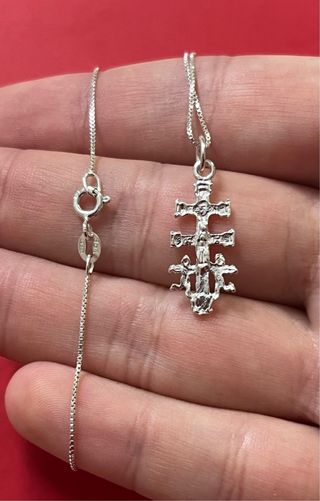 Colgante Cruz Caravaca Con Cadena De Plata De Ley