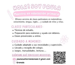Clases particulares y servicio de niñera
