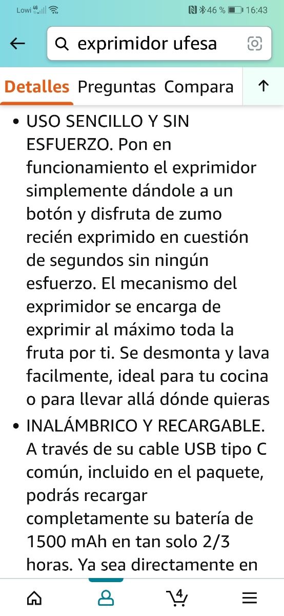 Exprimidor inalambrico USB sin estrenar