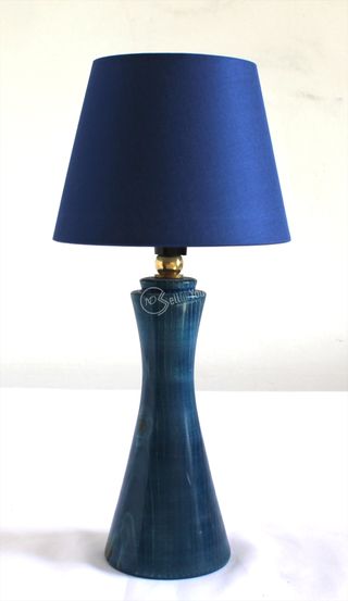 Lampada da comodino blu in abete 36 cm