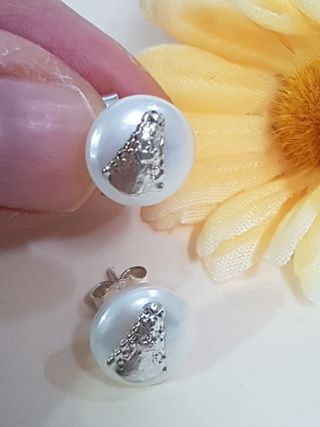 Pendientes Perla Virgen Rocío De Plata De Ley 925