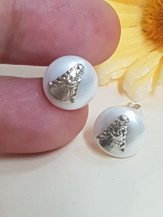 Pendientes Perla Virgen Rocío De Plata De Ley 925