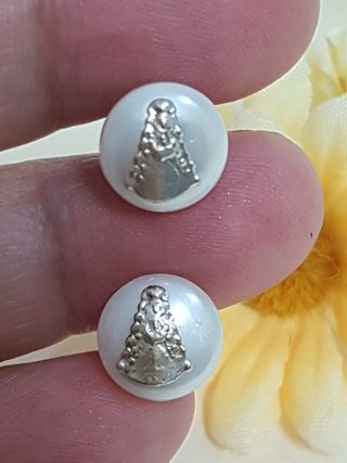 Pendientes Perla Virgen Rocío De Plata De Ley 925