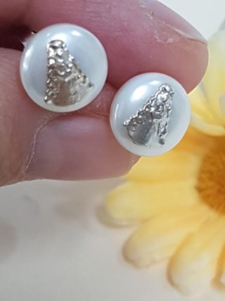 Pendientes Perla Virgen Rocío De Plata De Ley 925
