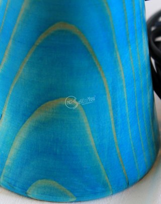 Lampada da comodino azzurra in abete 36 cm