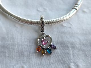 Charm corazón huella plata de ley