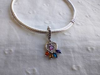 Charm corazón huella plata de ley