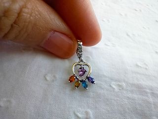 Charm corazón huella plata de ley