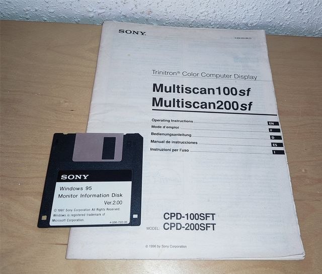 SONY MANUAL MONITOR MULTISCAN 100SF- DISKETTE