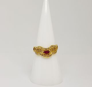 Anillo Oro 18k Rubí y Diamantes 0.26ct total